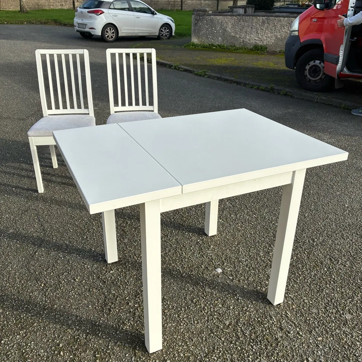 White Table & 2 Chairs - Image 1