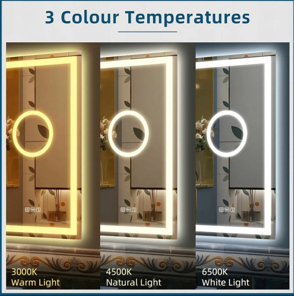 LED Bathroom Mirror  Speakers Antifog 60x80cm - Image 3