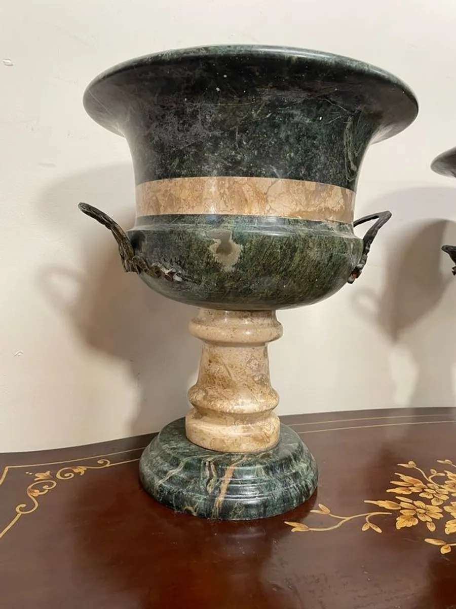 Impressive Pair of Heavy Marble Neoclassical Urns - Image 2