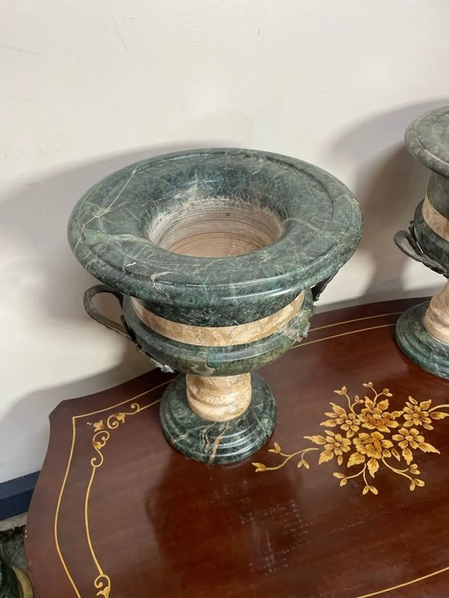 Impressive Pair of Heavy Marble Neoclassical Urns - Image 3