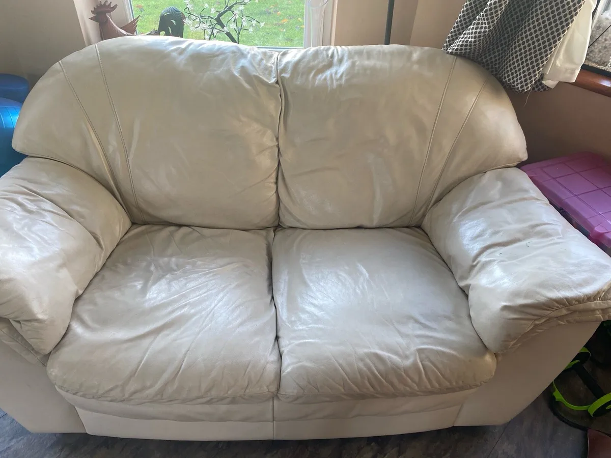 Cream leather 2 seater