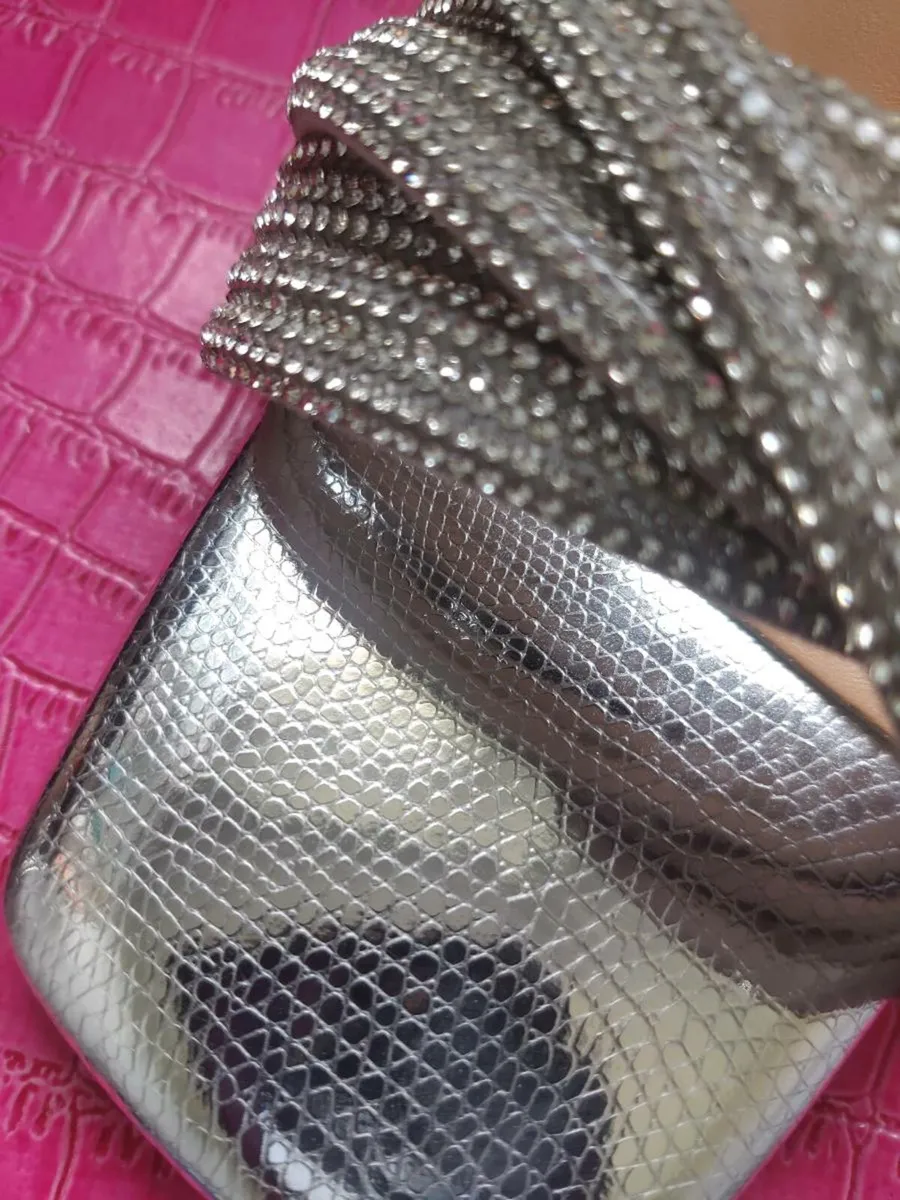 New silver low heel sandals size UK 2 - Image 3