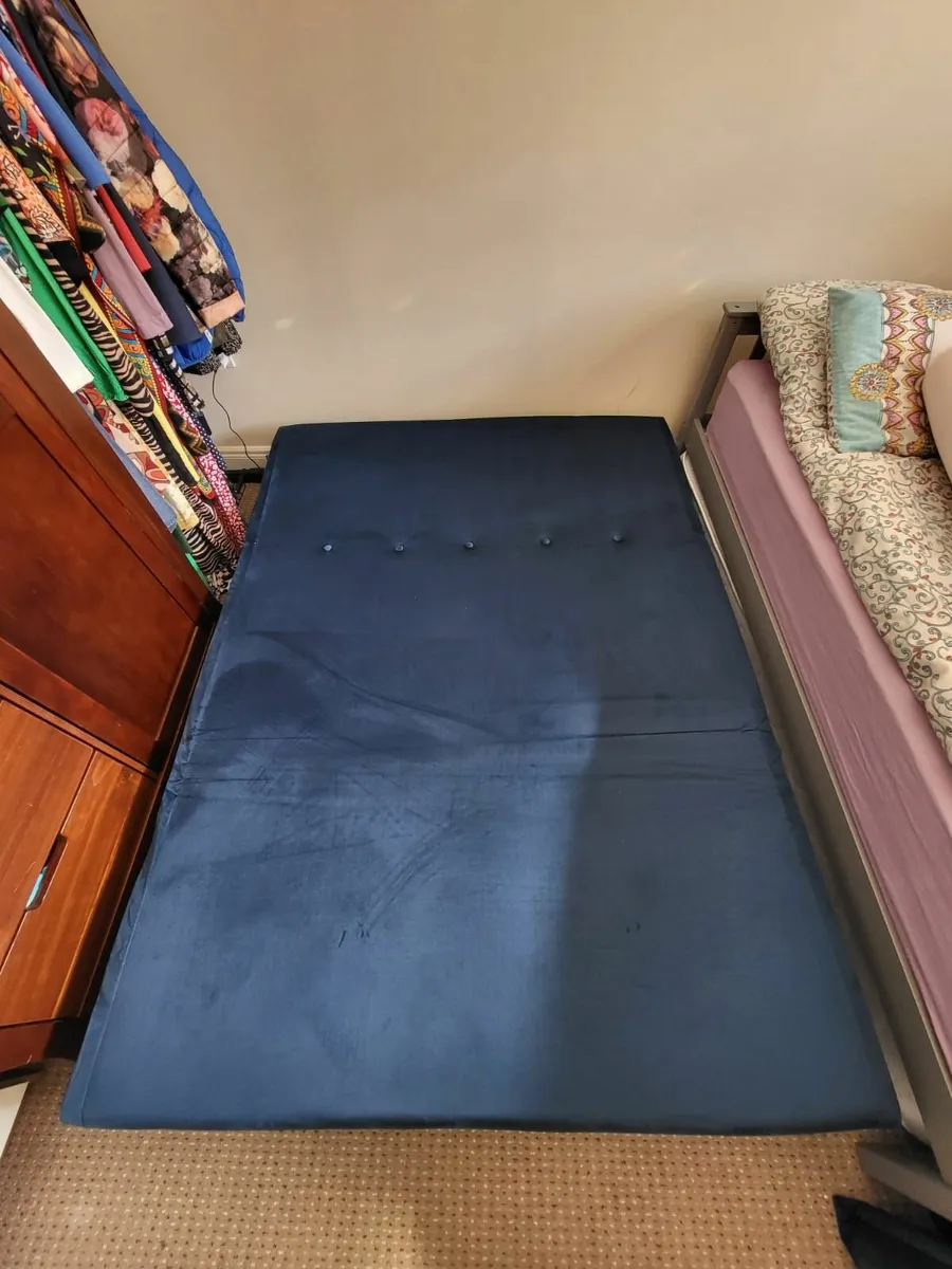 Laura James Blue Velvet Sleeper Couch - Image 2