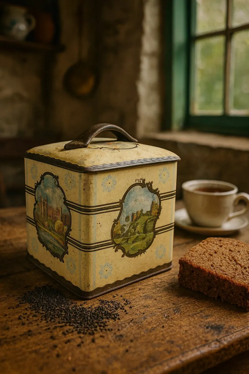 antique vintage TEA TIN CAN cottage kitchen pub - Image 1