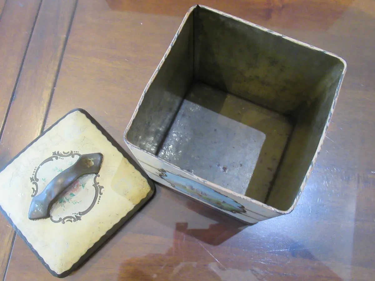 antique vintage TEA TIN CAN cottage kitchen pub - Image 2