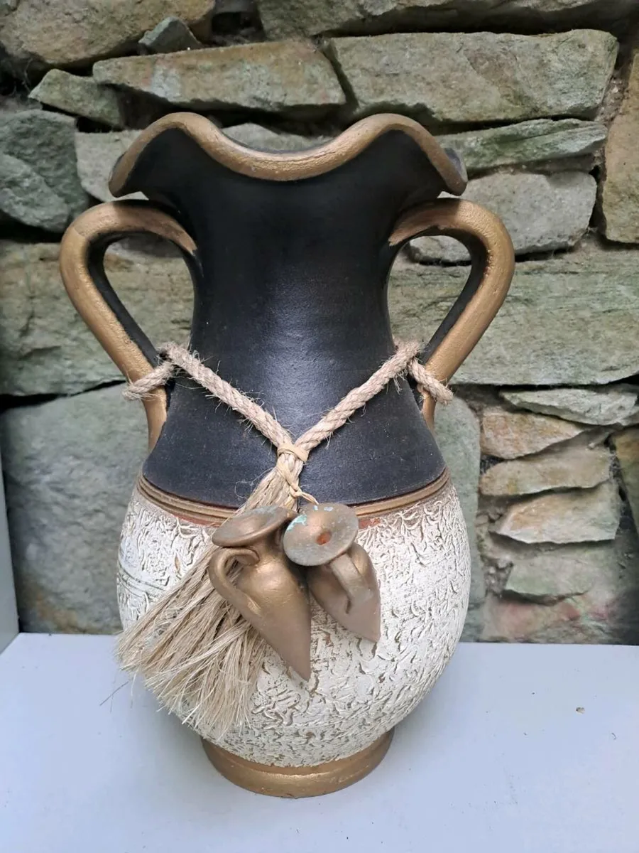 Greek style vase brown, gold and beige - Image 1