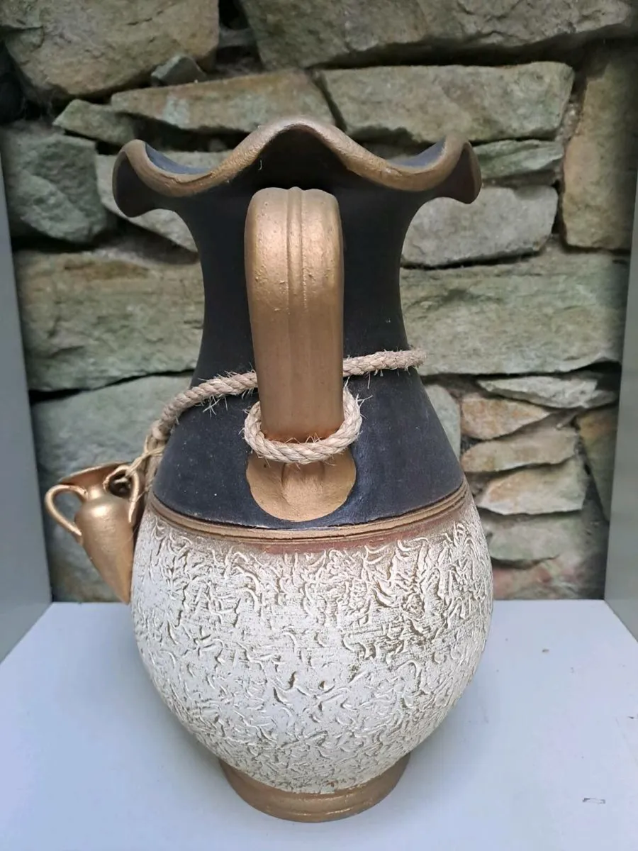 Greek style vase brown, gold and beige - Image 2