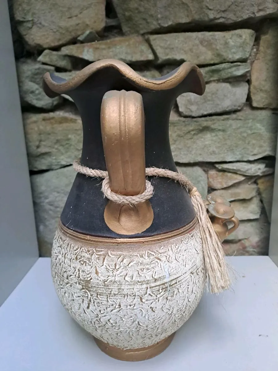 Greek style vase brown, gold and beige - Image 4