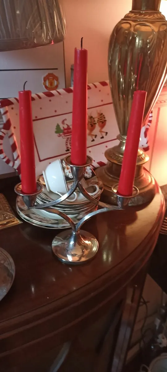 Contemporary Chrome Candelabra. - Image 1