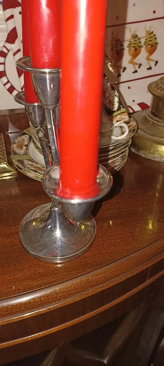 Contemporary Chrome Candelabra. - Image 2