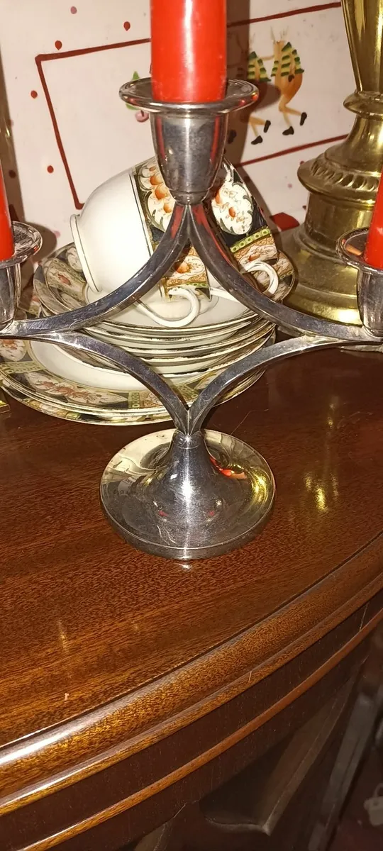 Contemporary Chrome Candelabra. - Image 3