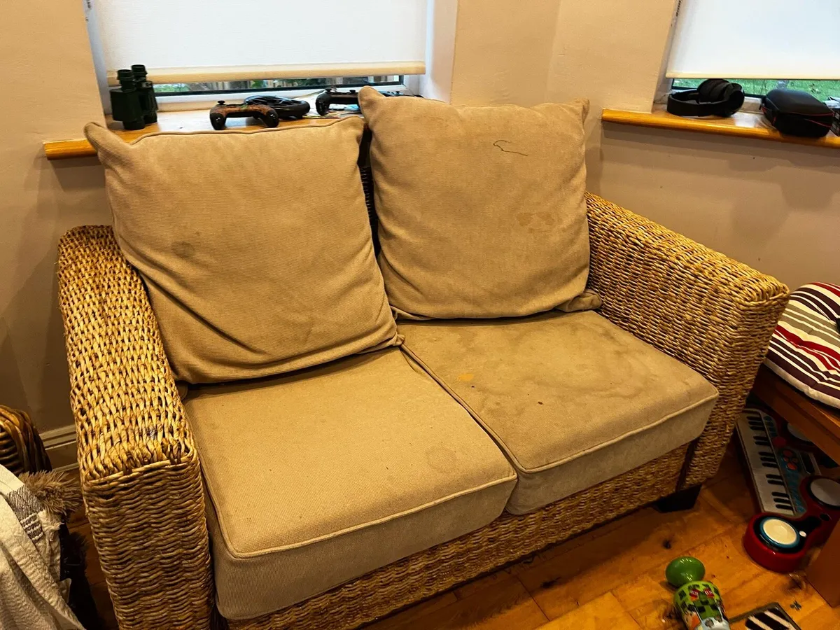 3 and 2 seater wicker sofa - Image 2