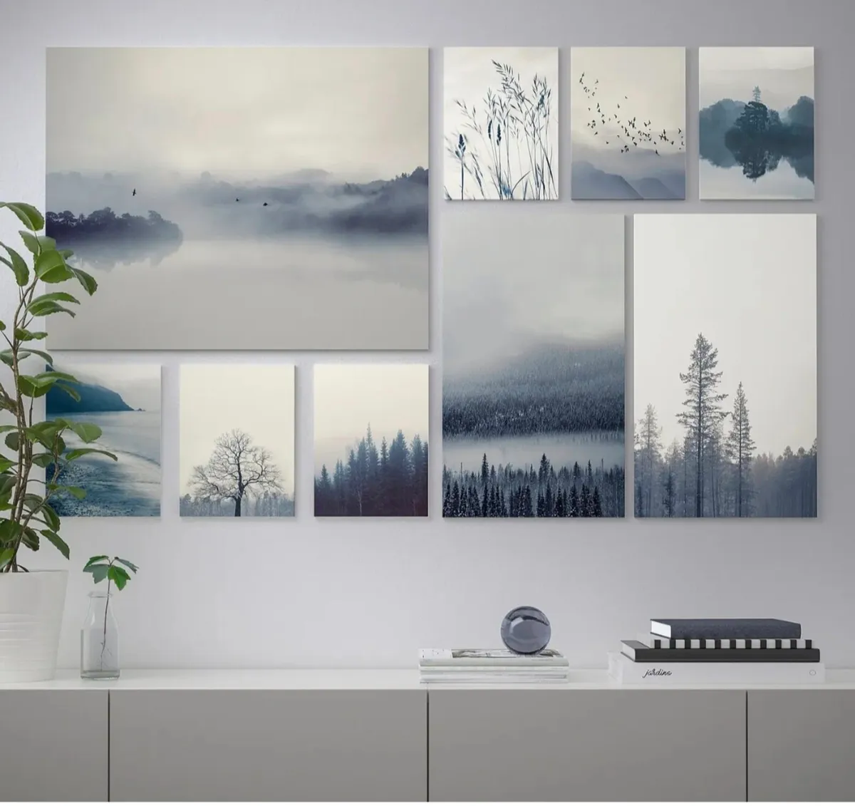 picture, set of 9, blue landscape - Image 1