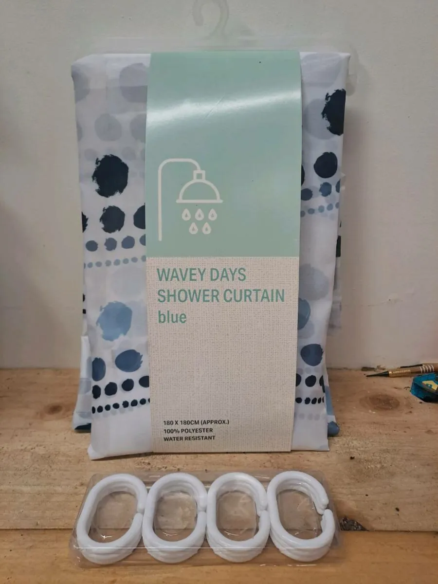 Wavey Days shower curtain - Image 1