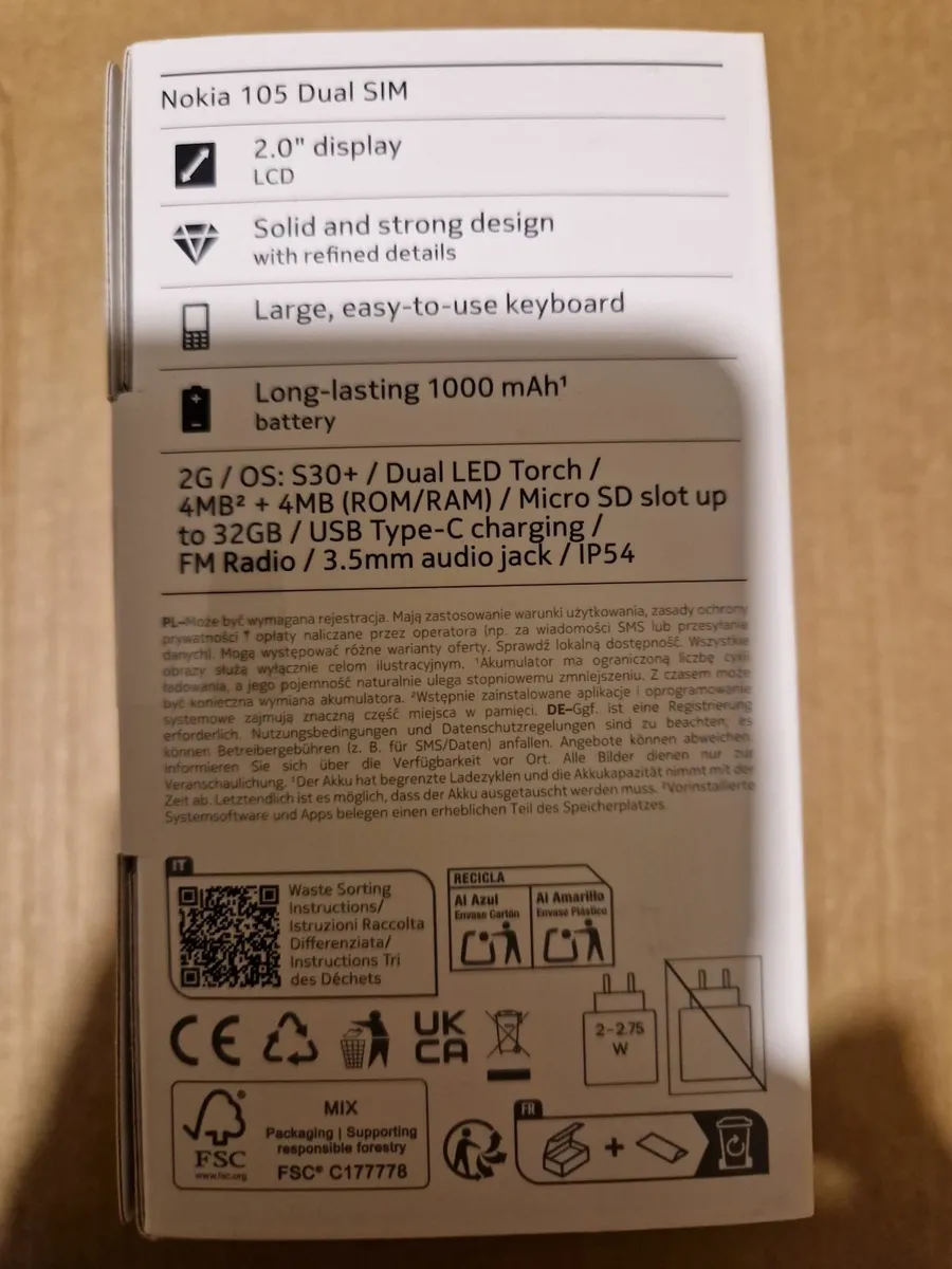 NEW AND SEALED Nokia 105 Dual Sim Mobile - Image 4