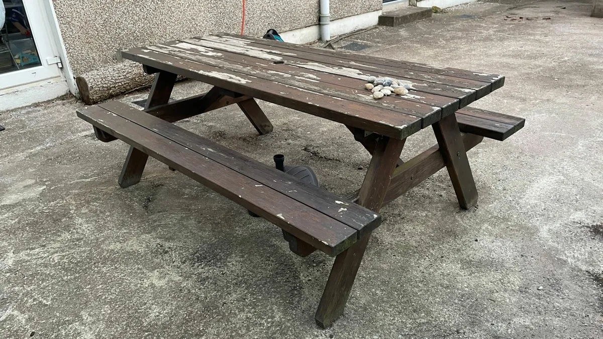 Picnic Bench Wooden Used Free - Image 1