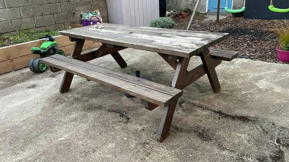 Picnic Bench Wooden Used Free - Image 2