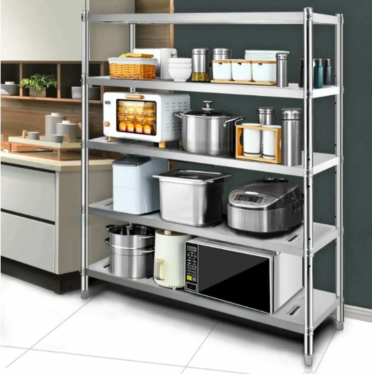 5-Tier Storage Stainless Steel Garage Shelf - Image 3