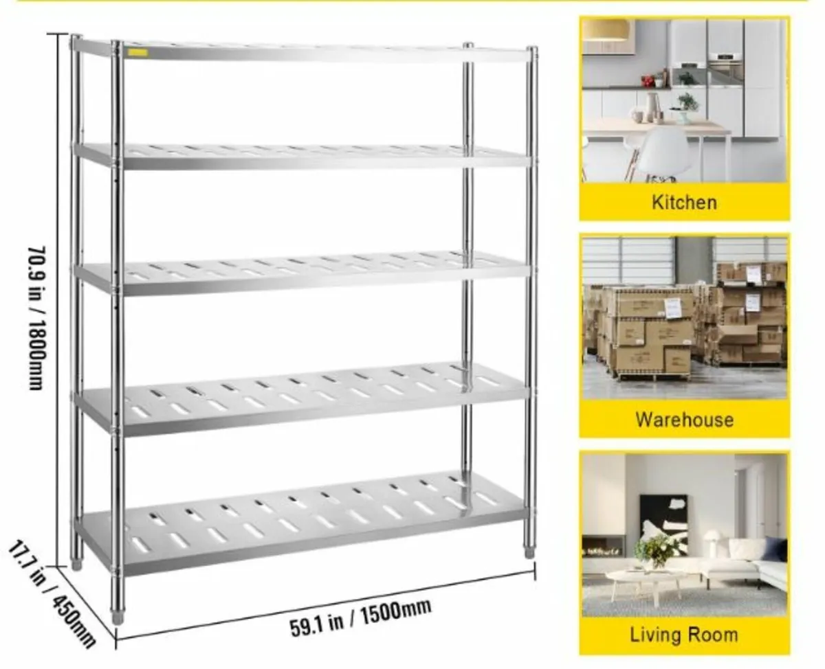 5-Tier Storage Stainless Steel Garage Shelf - Image 4