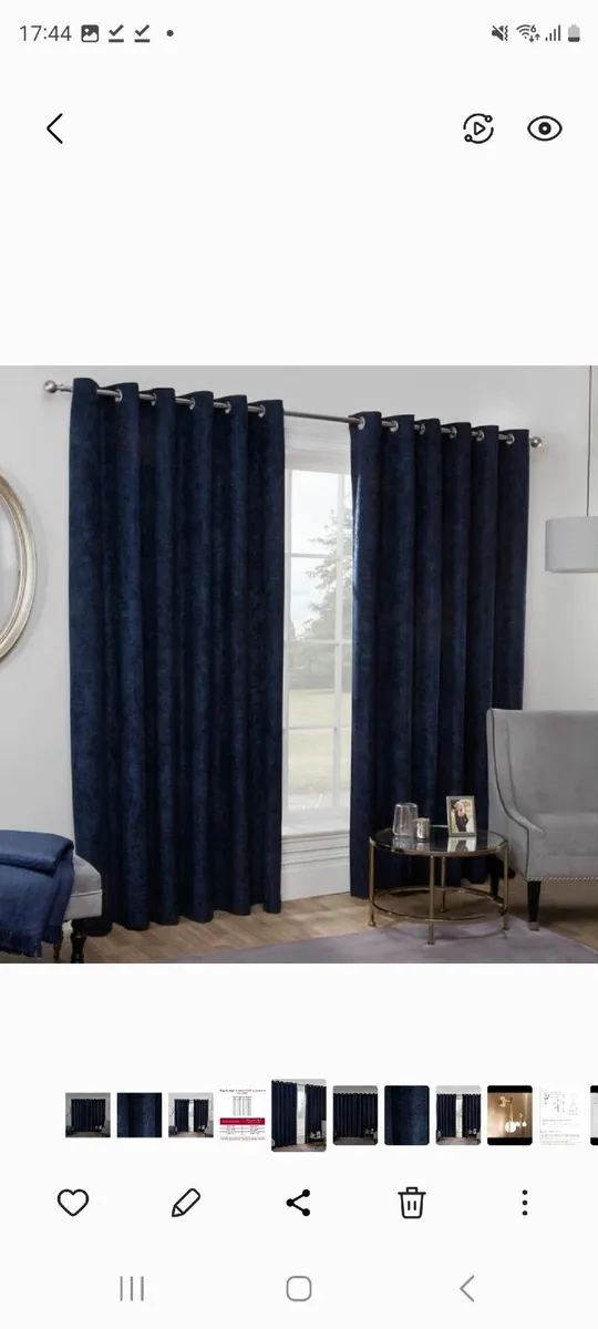 Blackout & Thermal Herringbone Curtains - Navy - Image 1