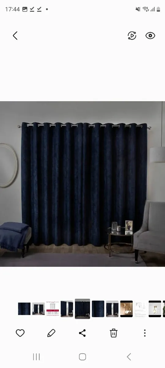 Blackout & Thermal Herringbone Curtains - Navy - Image 4