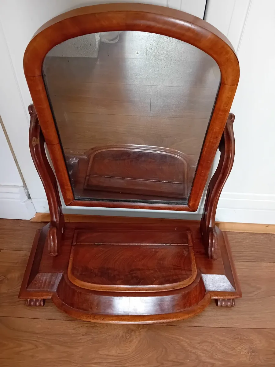 Antique rosewood mirror and jewellery box