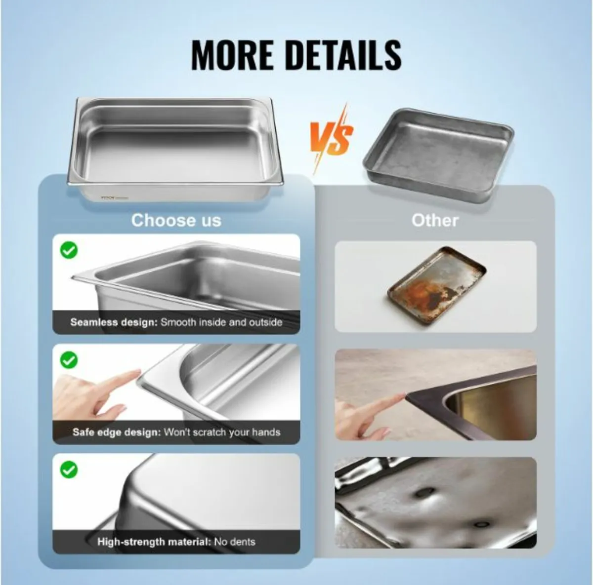 Full Size Hotel Steam Table Pan Stainless Steel - Image 3