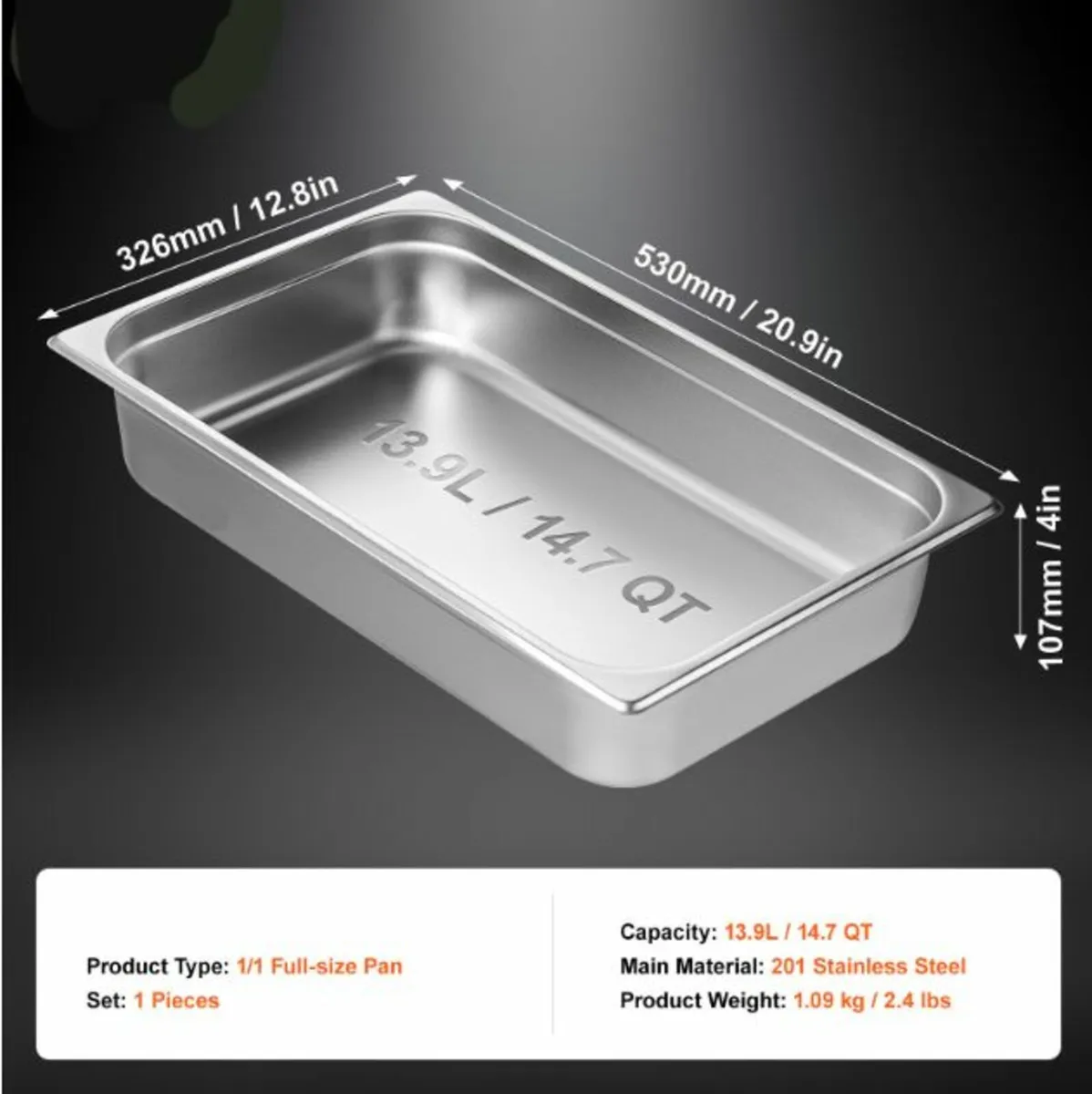 Full Size Hotel Steam Table Pan Stainless Steel - Image 4