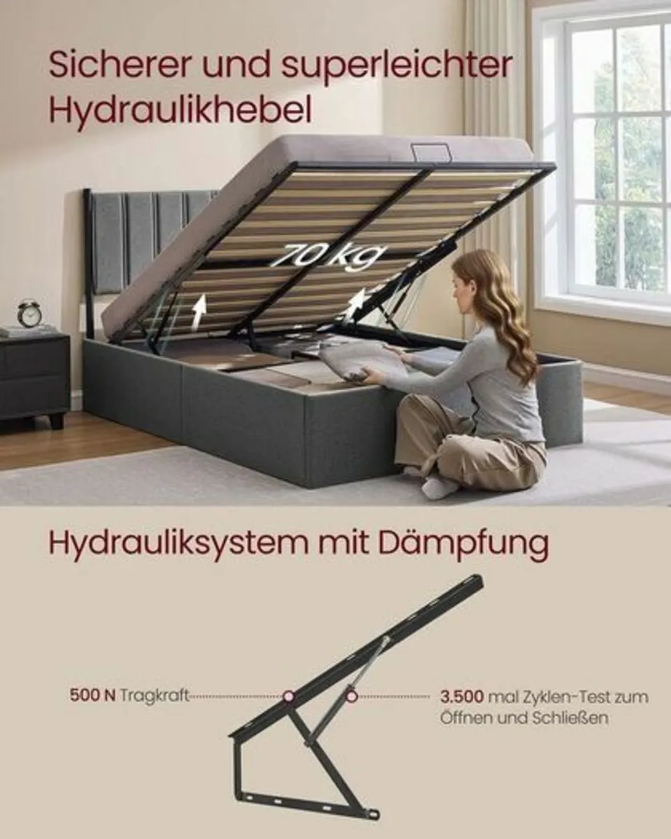 Hydraulic Ottoman Storage Bed – Double (4ft6) - Image 3