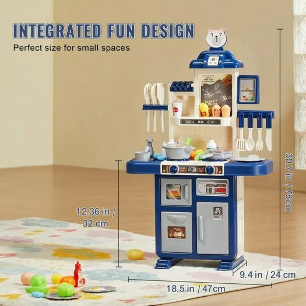 Kitchen Playset Kids Pretend Cooking Play Toy 48 P - Image 2