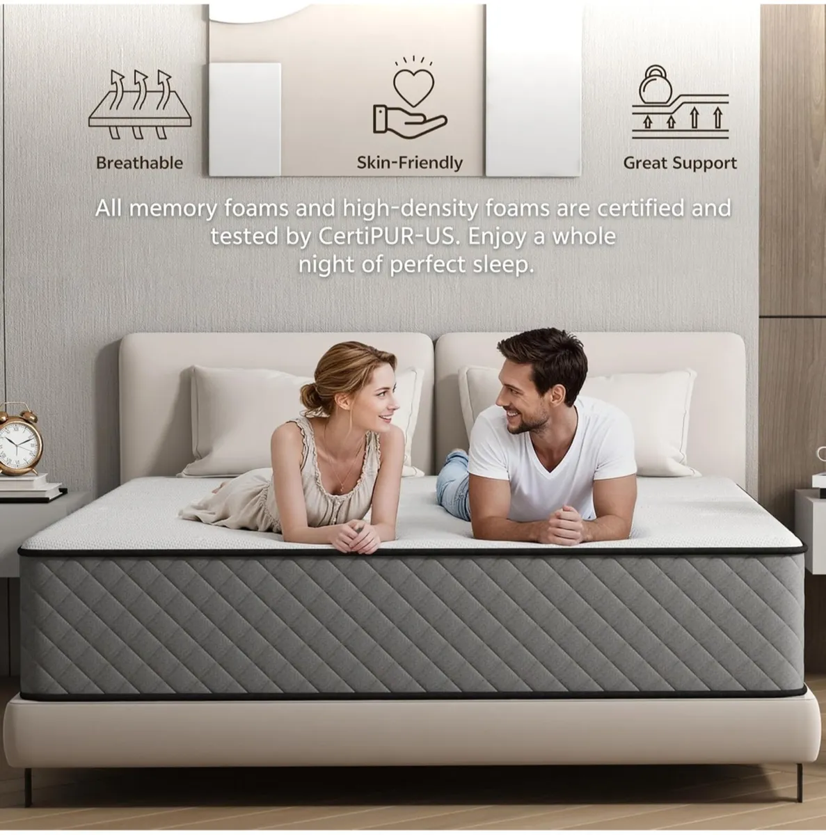 Single Mattress Hybrid Memory Foam Medium Firm Sin - Image 3