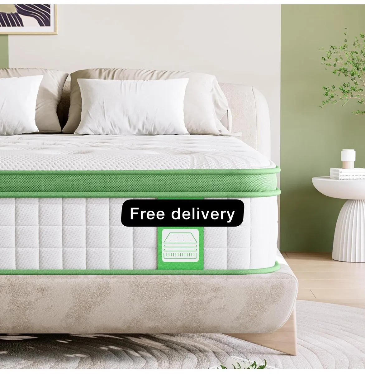 Single, 10 Inch Hybrid Mattress, Medium Firm with - Image 1