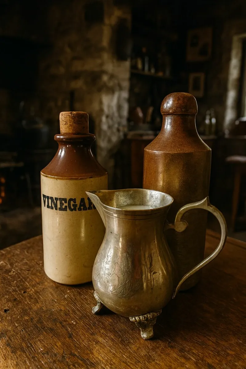 Antique vintage FLAGONS SILVER JUG cottage kitchen - Image 1