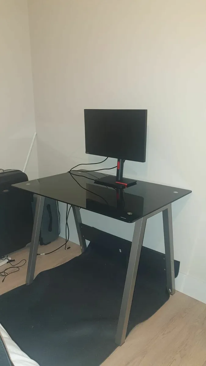 Tempered Glass Office Desk — Excellent Condition