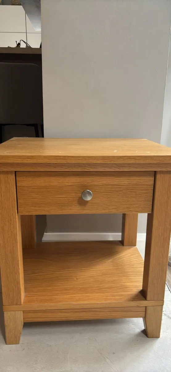 Double bed frame, under bed draw and side table - Image 1