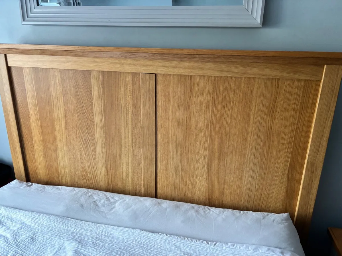 Double bed frame, under bed draw and side table - Image 3