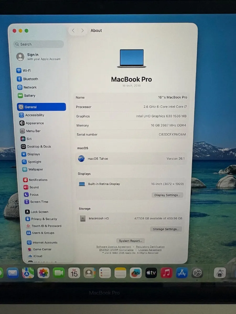 As New 16" Apple MacBook Pro Tahoe 512GB SSD, 16g - Image 2