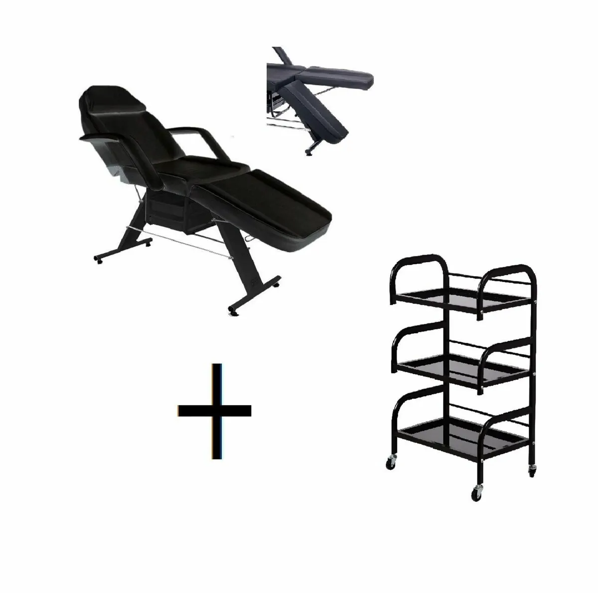 Beauty Bed With Drawers trolley shelf and stool - Image 3