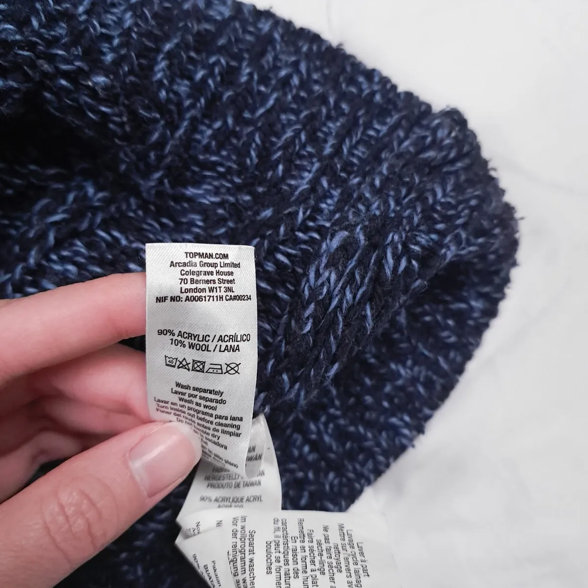 Topman Navy Light Blue Cable Knit Jumper Mens M - Image 2