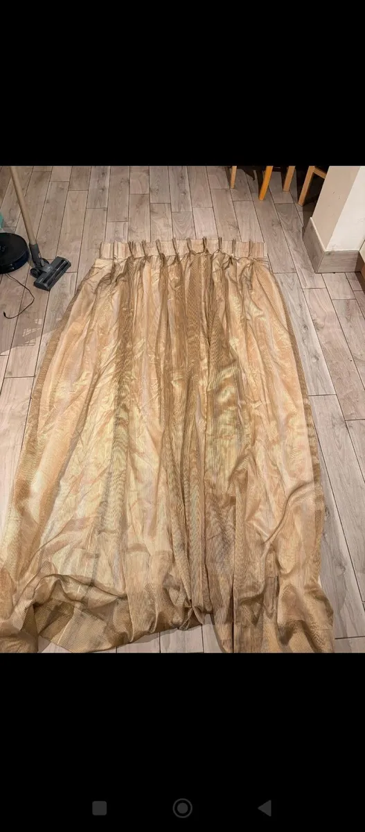 Gold Lined Voile Curtains – QTY: 3 (Assorted Sizes - Image 1