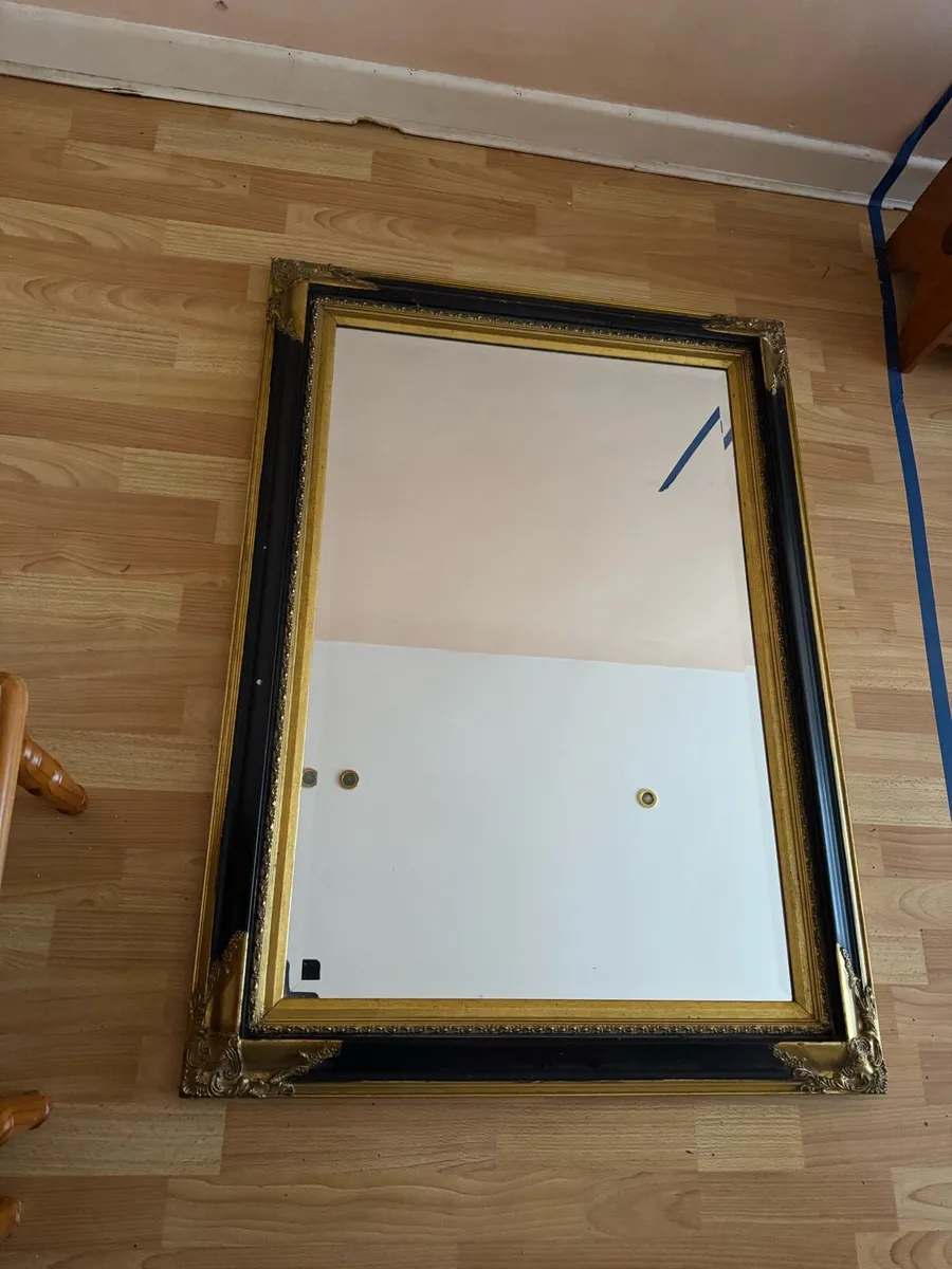 Large Ornate Mirror - Black and Gold Frame - Image 2
