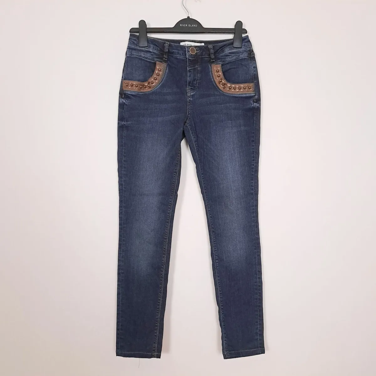 Mos Mosh Dark Blue Studded Pocket Skinny Jeans 27 - Image 1