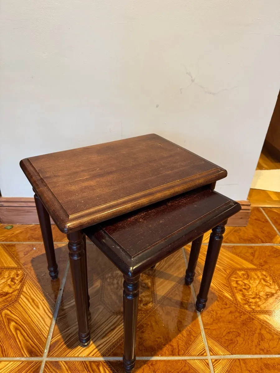 Set of 2 Dark Wood Nesting End Tables - Image 1