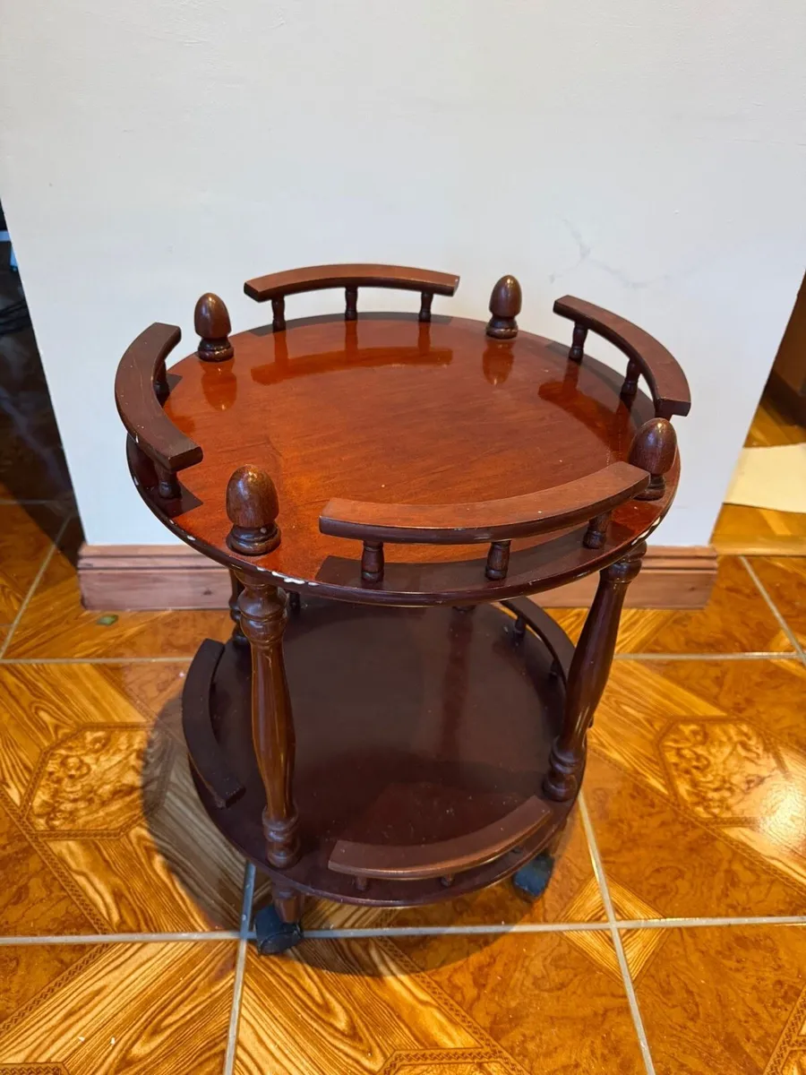 Dark Wood Two-Tier Serving Trolley - Image 1