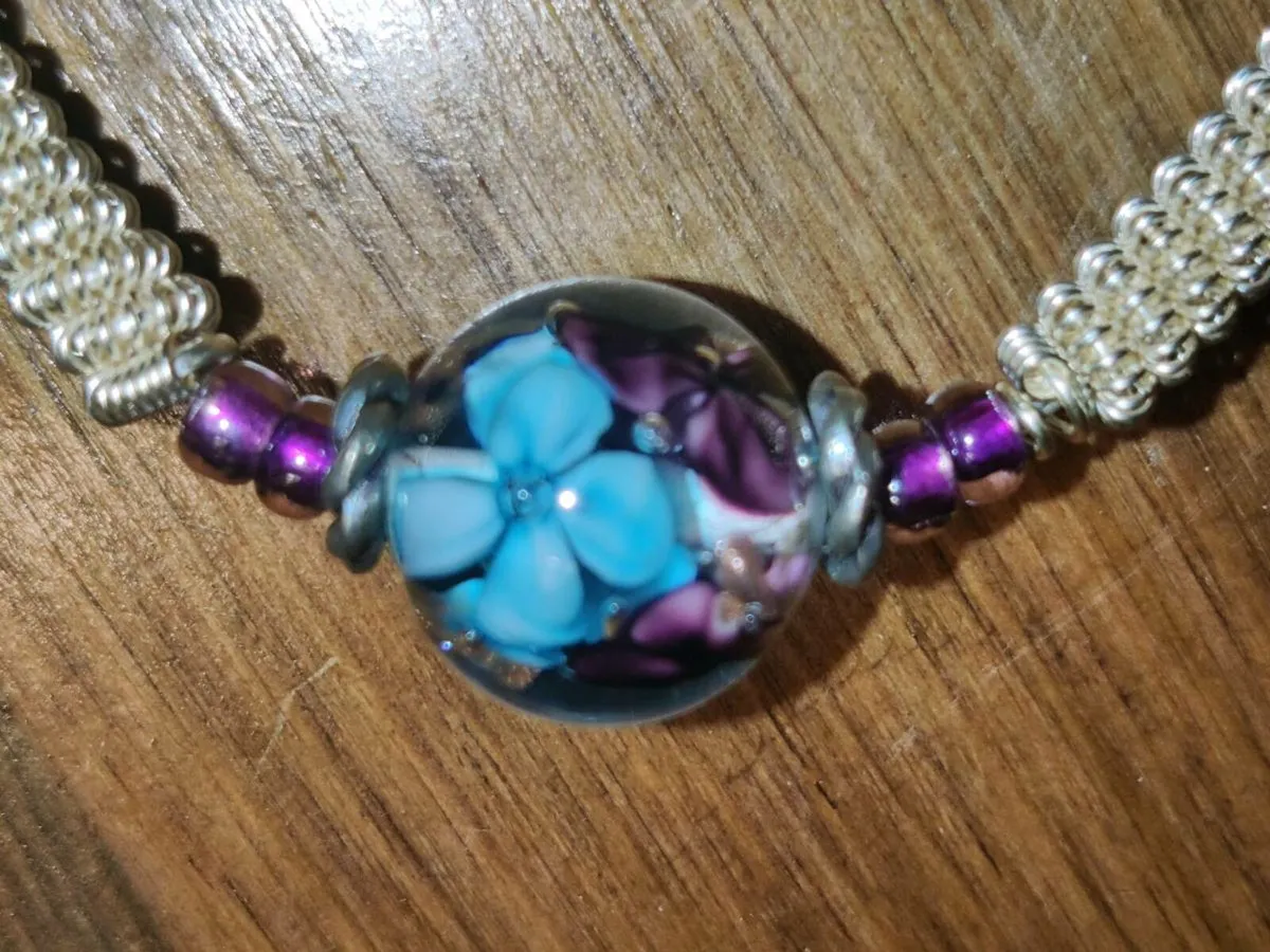 FLOWER POWER , Real Silver Hand Made Huge Bracelet - Image 3