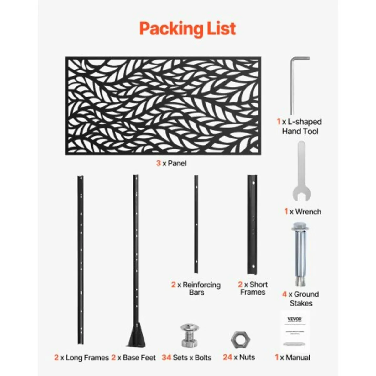 Metal Privacy Screen, 47" W x 72" H, Outdoor Priva - Image 4