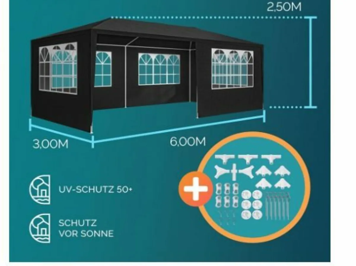 Gazebo 3 x 6 m UV Protection 18 m² Roof - Image 3