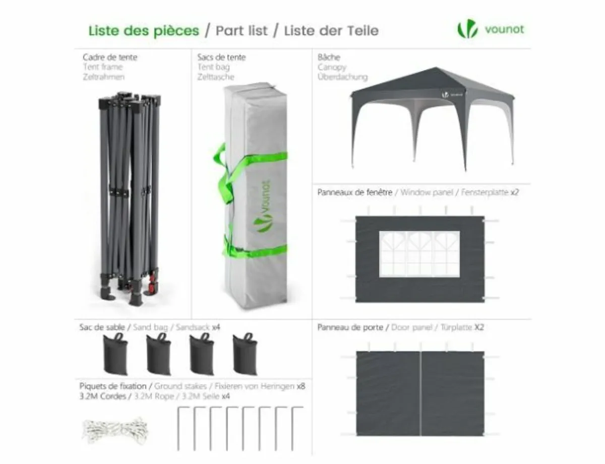 Gazebo 3 x 3 m with 4 Side Panels - Image 2