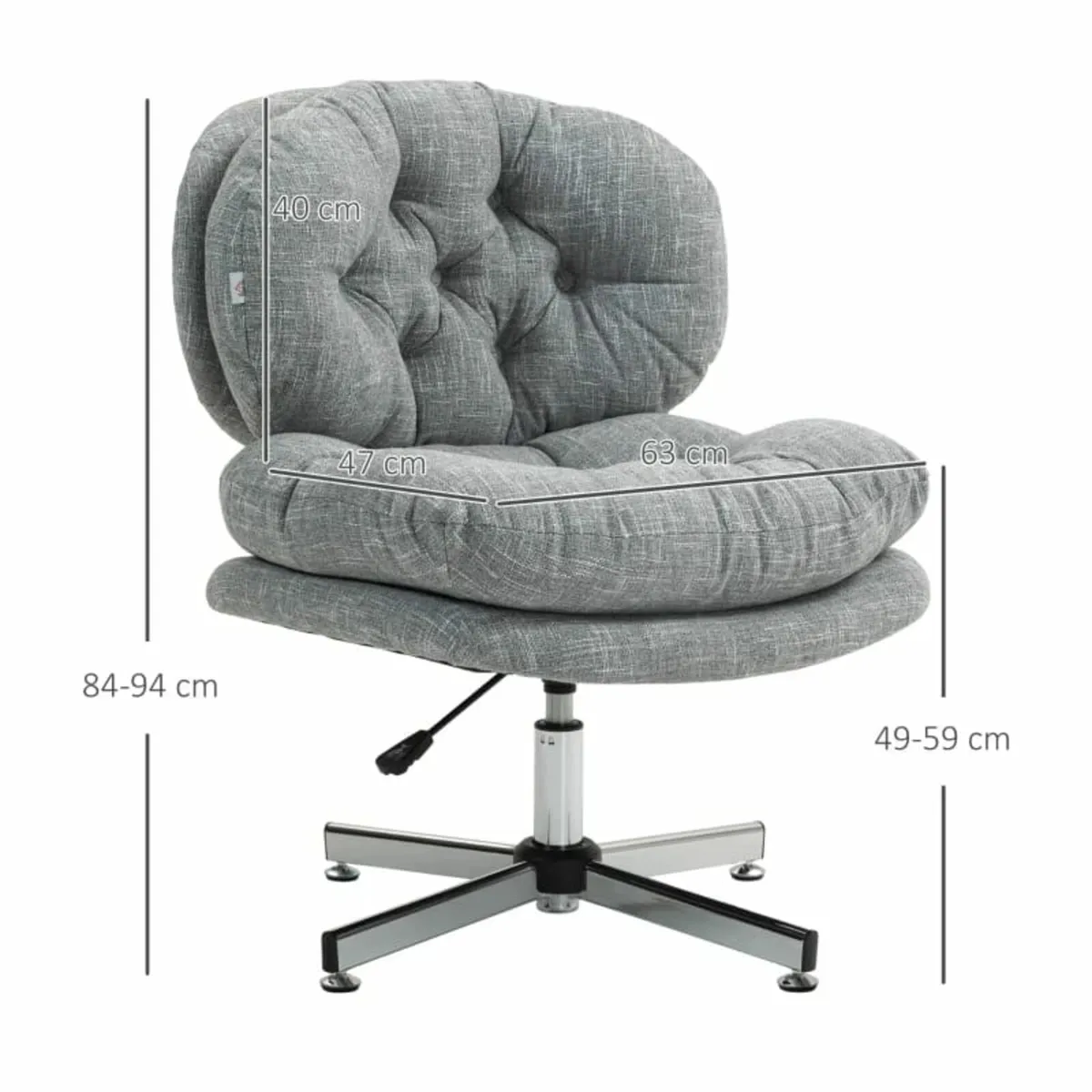 Armless office chair, comfortable desk chair with - Image 3
