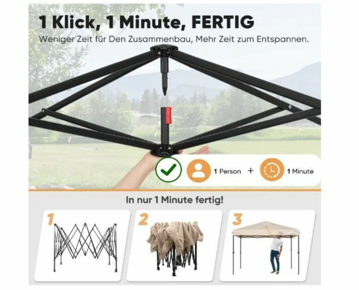 Pop-Up Gazebo 3 x 3 cm Waterproof Stable - Image 4